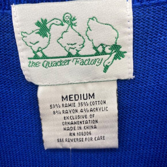 The Quacker Factory Sweater Womens Medium Blue Angel Sequin Short Sleeves NWT - Picture 5 of 11